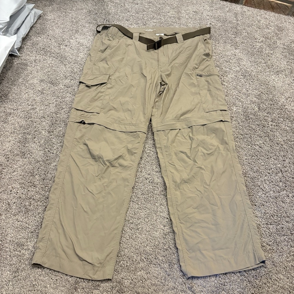 Columbia Omni-Shade Belted Convertible Pants Mens 38x30 Zip Off Cargo Hiking